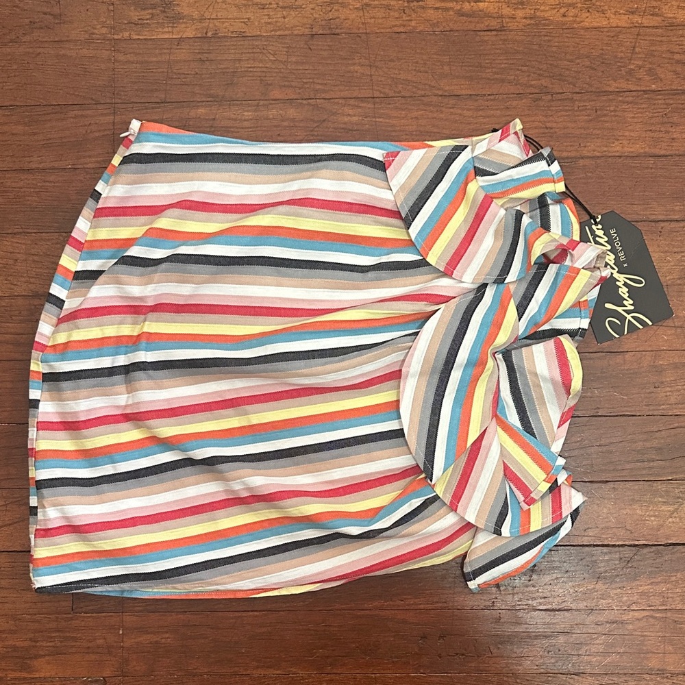 Shaycation x REVOLVE Elsie Rainbow Stripe Miniskirt NWT Sz S